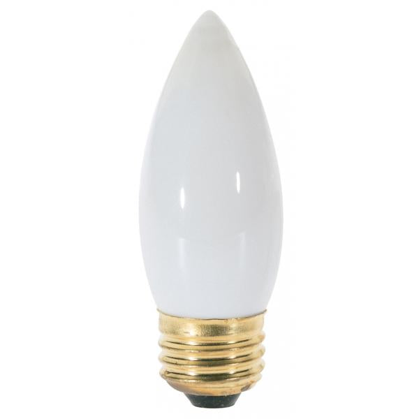 25 Watt B11 Incandescent - White - 1500 Average rated hours - 150 Lumens - Medium base - 120 Volt - 2-Card