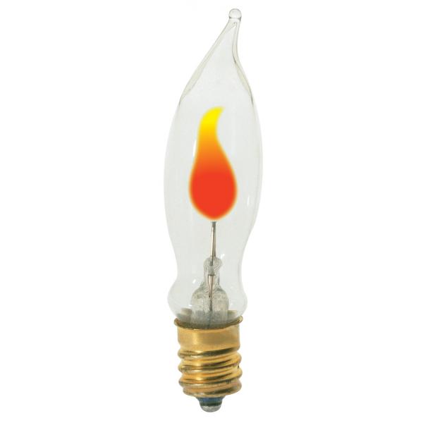 3 Watt CA5 1/3 Incandescent - Clear - 1000 Average rated hours - Candelabra base - 120 Volt - Carded