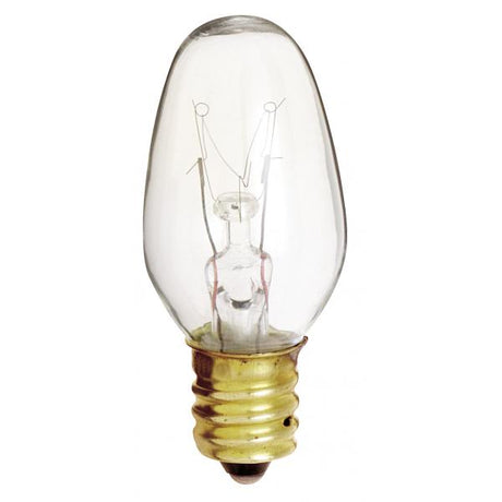 7 Watt C7 Incandescent - Clear - 3000 Average rated hours - 35 Lumens - Candelabra base - 120 Volt - 2-Card