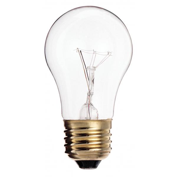 25 Watt A15 Incandescent - Clear - 2500 Average rated hours - 150 Lumens - Medium base - 130 Volt