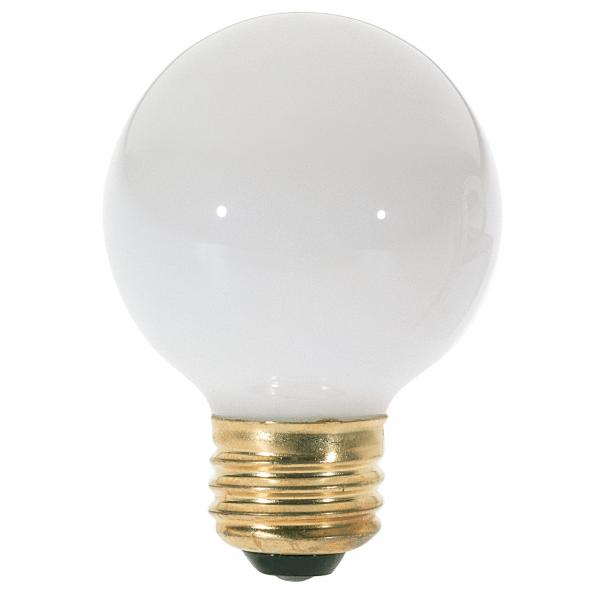 25 Watt G18 1/2 Incandescent - White - 1500 Average rated hours - 120 Lumens - Medium base - 120 Volt - Shatter Proof