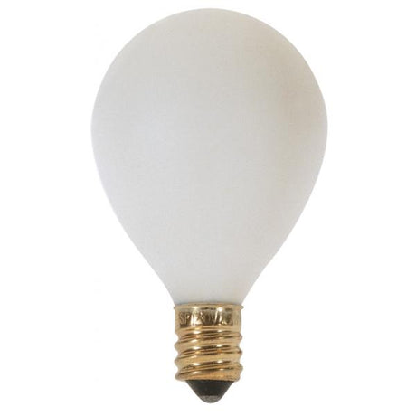 10 Watt G12 1/2 Pear Incandescent - Satin White - 1500 Average rated hours - 50 Lumens - Candelabra base - 120 Volt