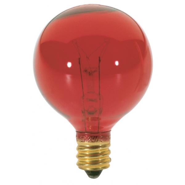 10 Watt G12 1/2 Incandescent - Transparent Red - 1500 Average rated hours - Candelabra base - 120 Volt