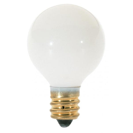 10 Watt G8 Incandescent - Gloss White - 1500 Average rated hours - 50 Lumens - Candelabra base - 120 Volt