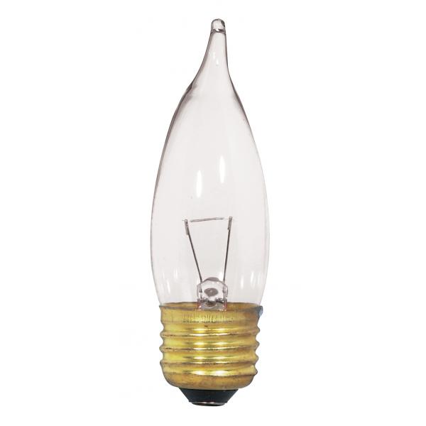 25 Watt CA10 Incandescent - Clear - 1500 Average rated hours - 250 Lumens - Medium base - 12 Volt