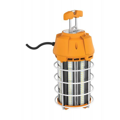 150 Watt LED Hi-Lumen temporary Hi-Bay Caged lamp - 5000K - Integrated Cord / Plug & Hook - 120 Volt