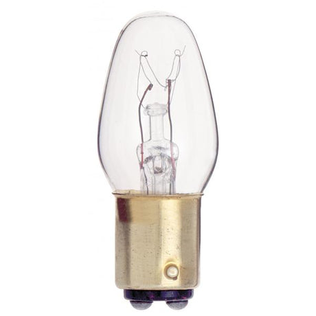 10 Watt C7 Incandescent - Clear - 2500 Average rated hours - 60 Lumens - DC Bay base - 130 Volt