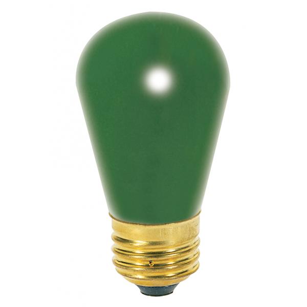 11 Watt S14 Incandescent - Ceramic Green - 2500 Average rated hours - Medium base - 130 Volt