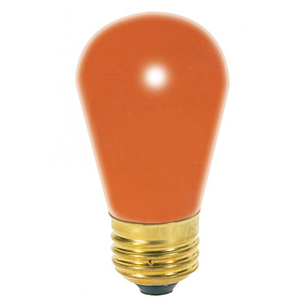 11 Watt S14 Incandescent - Ceramic Orange - 2500 Average rated hours - Medium base - 130 Volt - 4-Pack