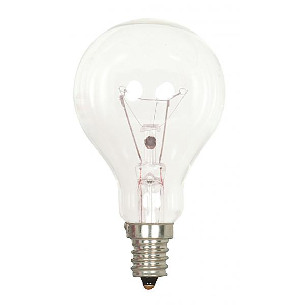 40 Watt A15 Incandescent - Clear - Appliance Lamp - 1000 Average rated hours - 420 Lumens - Candelabra base - 130 Volt