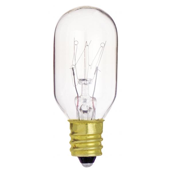 15 Watt T7 Incandescent - Clear - 2500 Average rated hours - 95 Lumens - Candelabra base - 130 Volt - Carded