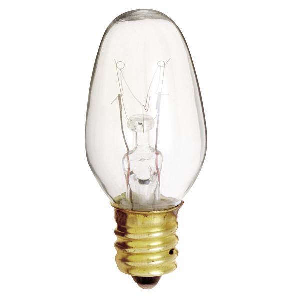 4 Watt C7 Incandescent - Clear - 3000 Average rated hours - 16 Lumens - Candelabra base - 120 Volt - 4-Card