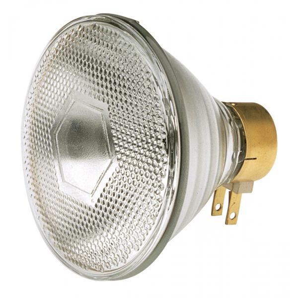 65 Watt PAR38 Incandescent - Clear - 2000 Average rated hours - 765 Lumens - Side Prong base - 120 Volt