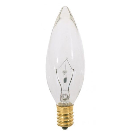 7.5 Watt BA9 1/2 Incandescent - Clear - 3000 Average rated hours - 37 Lumens - Candelabra base - 120 Volt