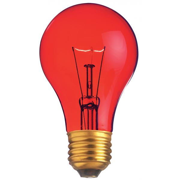 25 Watt A19 Incandescent - Transparent Red - 2000 Average rated hours - Medium base - 130 Volt