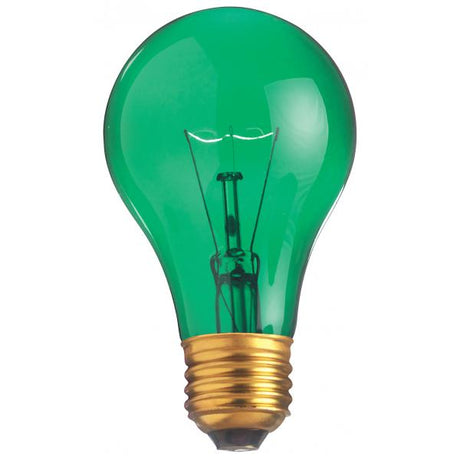 25 Watt A19 Incandescent - Transparent Green - 2000 Average rated hours - Medium base - 130 Volt