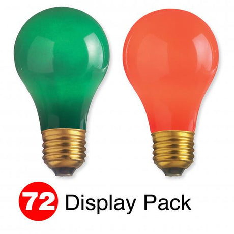 Display Pack 72 Total Lamps - A19 25 Watt Incandescent - Medium Base - 36 Red - 36 Green - 1000 Average rated hours - 130 Volt