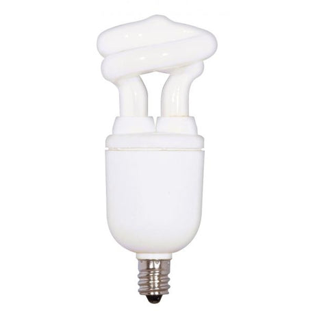 5 Watt - Mini Spiral Compact Fluorescent - 2700K - 82 CRI - Candelabra base - 120 Volt