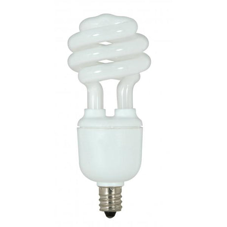 9 Watt - Mini Spiral Compact Fluorescent - 2700K - 82 CRI - Candelabra base - 120 Volt