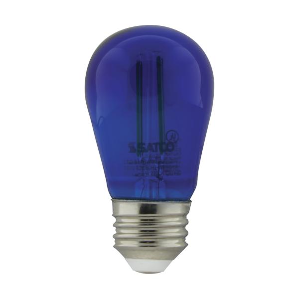 1 Watt - S14 LED Filament - Blue Transparent Glass Bulb - E26 Base - 120 Volt - Non-Dimmable - Pack of 4