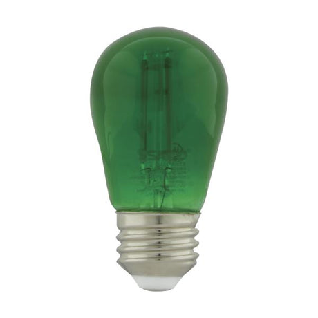 1 Watt - S14 LED Filament - Green Transparent Glass Bulb - E26 Base - 120 Volt - Non-Dimmable - Pack of 4