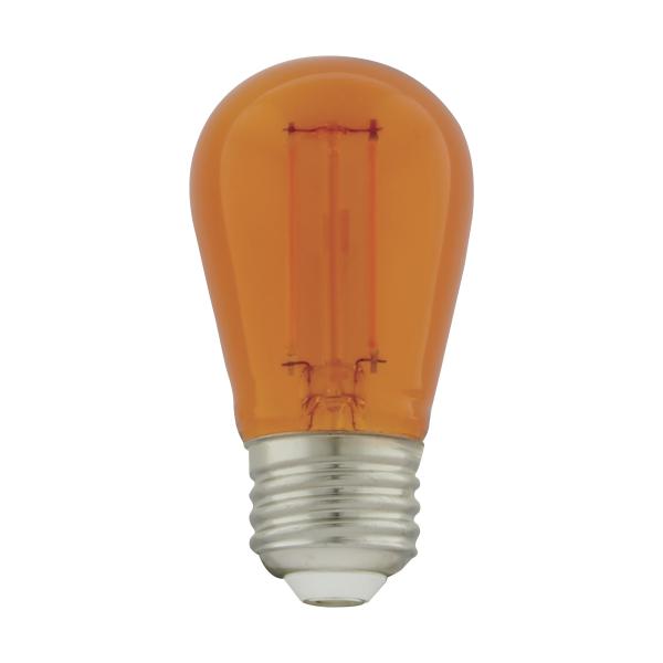 1 Watt - S14 LED Filament - Orange Transparent Glass Bulb - E26 Base - 120 Volt - Non-Dimmable - Pack of 4