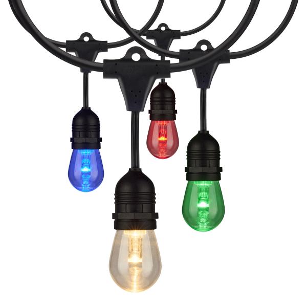 48Ft - LED String Light - 15-S14 lamps - 12 Volts - RGBW with Infrared Remote