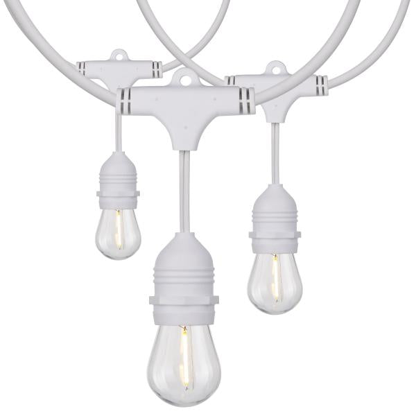 24Ft - LED String Light - Includes 12-S14 bulbs - 2200K - White Cord