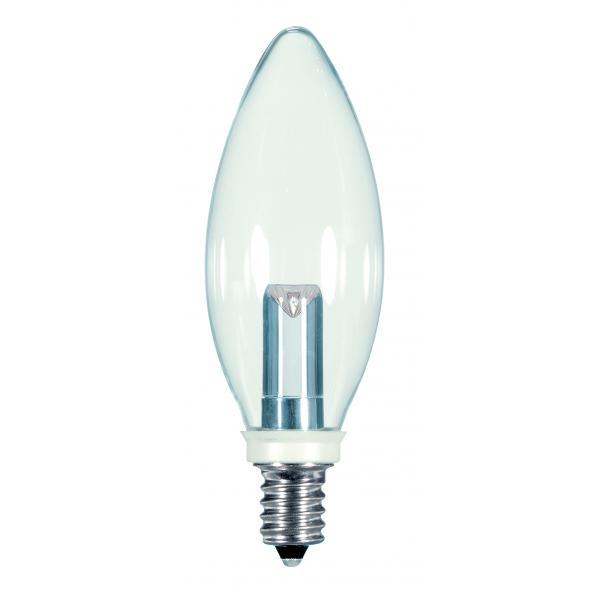 1 Watt LED - BA9 1/2 - Clear - 2700K - Candelabra base - 120 Volt - Carded