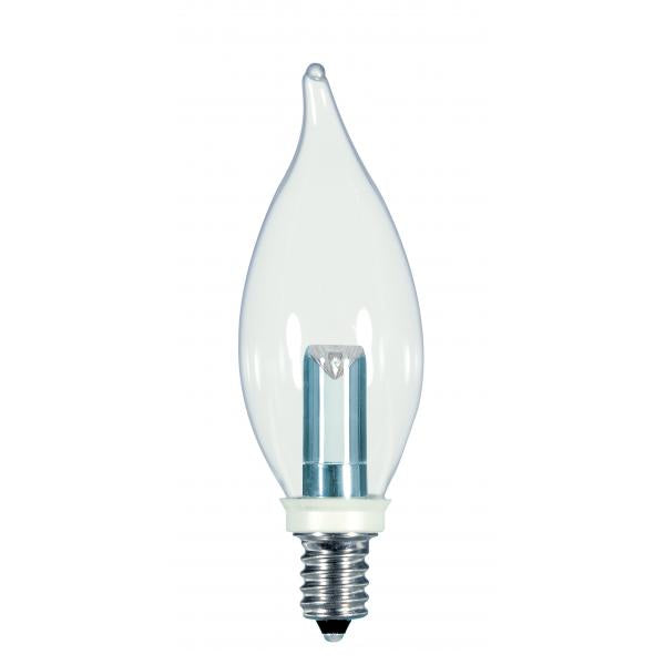 1 Watt LED - CA8 - Clear - 2700K - Candelabra base - 120 Volt - Carded