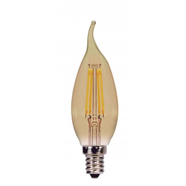 3.5 Watt Flame CFA LED - Amber - Candelabra base - 2000K - 300 Lumens - 120 Volt