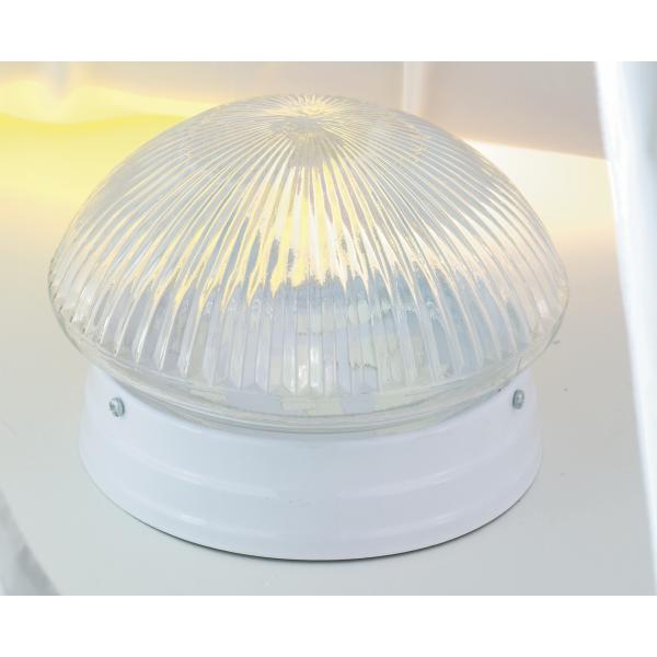 2 Light - 10" Flush with Clear Ribbed Glass - White Finish