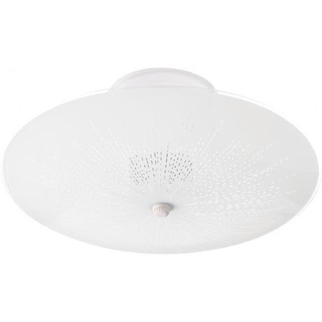 2 Light - 12" Flush with Round Sunburst Glass - White Finsh