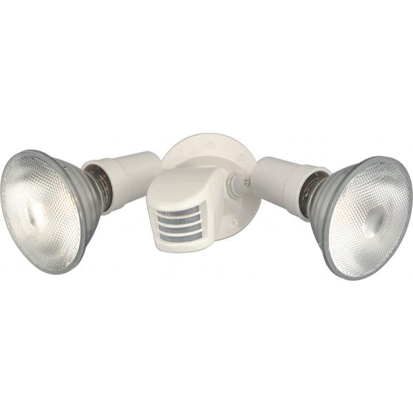 2 Light - 10" - Flood Light - Exterior - PAR38 with Adjustable Swivel & Motion Sensor - White Finish