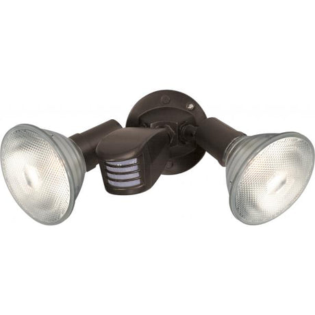 2 Light - 10" - Flood Light - Exterior - PAR38 with Adjustable Swivel & Motion Sensor - Bronze Finish