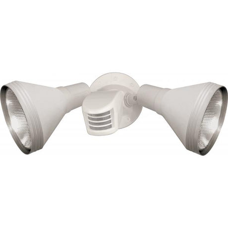 2 Light - 14" - Flood Light - Exterior - PAR38 with Adjustable Swivel & Motion Sensor - White Finish