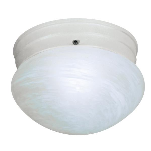 1 Light - 8" - Flush Mount - Small Alabaster Mushroom - Textured White Finish