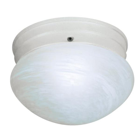 1 Light - 8" - Flush Mount - Small Alabaster Mushroom - Textured White Finish