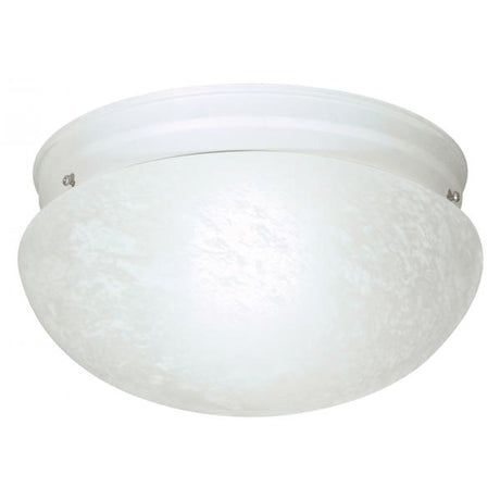 2 Light - 12" - Flush Mount - Large Alabaster Mushroom - Textured White Finish