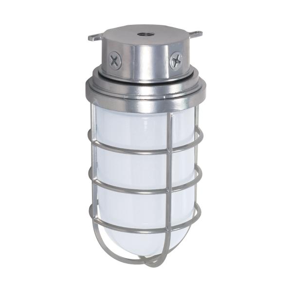 1 Light - 11" - Industrial Style - Surface Mount with Frosted Glass - Metallic Silver Finish