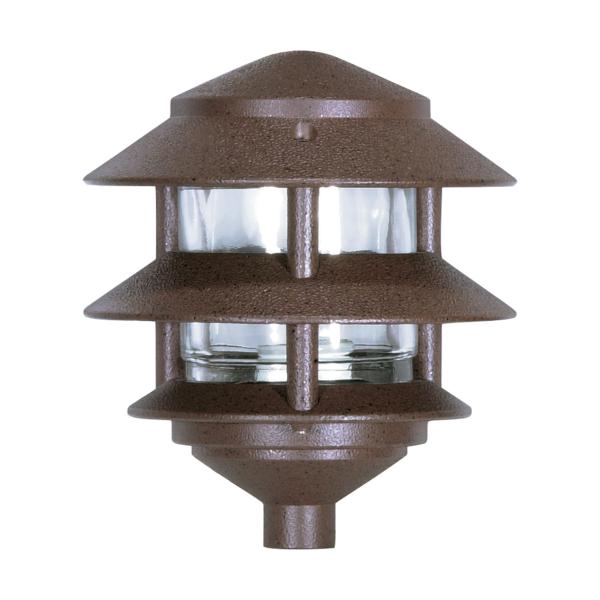 Pagoda Garden Fixture - Small Hood - 1 light - 2 Louver - Old Bronze Finish