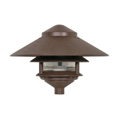 Pagoda Garden Fixture - Large 10" Hood - 1 light - 2 Louver - Old Bronze Finish