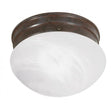 1 Light - 8" - Flush Mount - Small Alabaster Mushroom - Old Bronze Finish