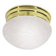 1 Light - 8" - Flush Mount - Small Alabaster Mushroom - Polished Brass Finish