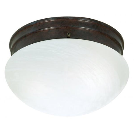 2 Light - 10" - Flush Mount - Medium Alabaster Mushroom - Old Bronze Finish