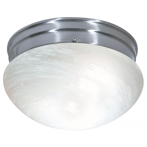 2 Light - 10" - Flush Mount - Medium Alabaster Mushroom - Brushed Nickel Finish