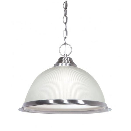 1 Light - 15" - Pendant - Frosted Prismatic Dome - Brushed Nickel Finish