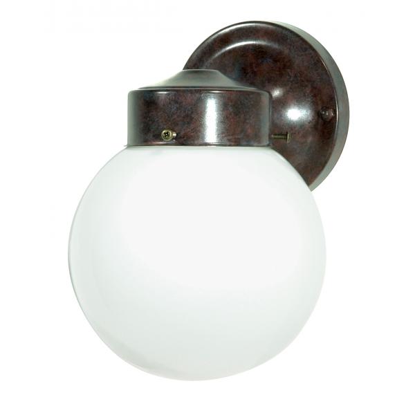 1 Light - 6" - Porch - Wall - With White Globe - Old Bronze Finish