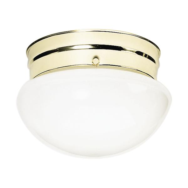 2 Light - 10" - Flush Mount - Medium White Mushroom - Polished Brass Finish