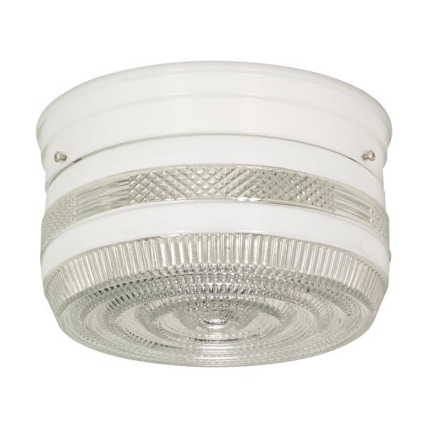 2 Light - 8" - Flush Mount - Medium Crystal / White Drum - White Finish